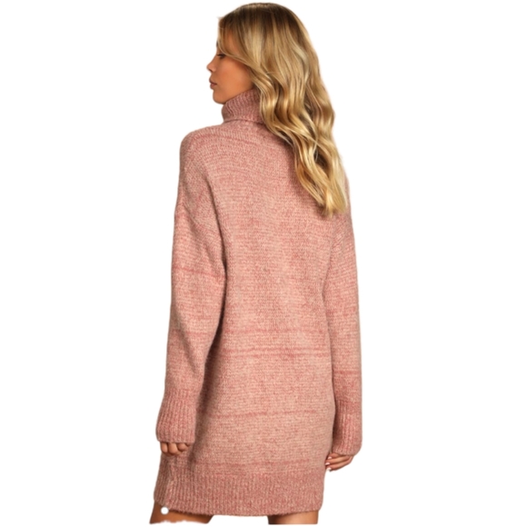 Lulu's Warm and Cozy Heathered Mauve Turtleneck Sweater Dress Size S - Picture 4 of 8